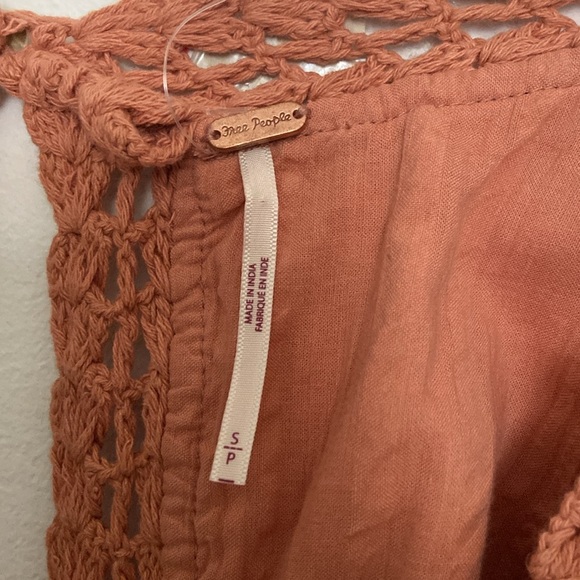 NWT Free People Megan Coral Sand crocheted cotton tunic top - Picture 5 of 12